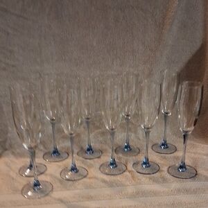 Sophisticated Blue Stem Champagne Glass Set